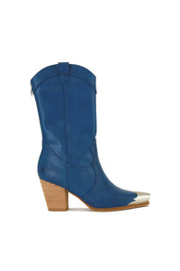 Beautiful white Western metal-toe ankle boots by Beast Fashion, showcasing a stylish design and block heel, designed for versatile wear in any season. A stylish pick in heeled boots.