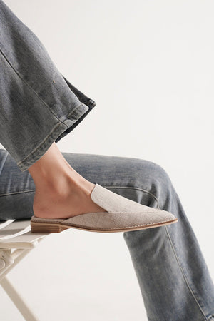 Beast Fashion Pointed-Toe Slip-On Mule GRIM-10-W, chic and versatile slip on mules for women, designed with a smooth upper and a low stacked heel, perfect for summer vacation, great addition to any flats collection.