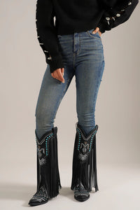 Fringe Western cowgirl Boots with Rhinestone Accents ADELA-58