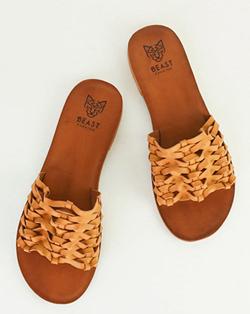 Woven Strap Slide Sandals ADELINE-02