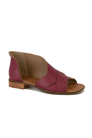 Versatile ANNI-01 Open-Toe Flats by Beast Fashion in berry, showcasing a minimalist design ideal for fashionable casual flats. Perfect for summer vacations and casual outings. Flats, Sale Shoes, Sandals, SUMMER, VACATION.
