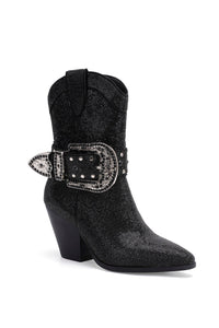 Western Ankle Boots with Rhinestone Strap and Buckle ANTONIA-03
