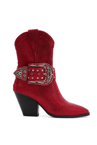 Western Ankle Boots with Rhinestone Strap and Buckle ANTONIA-03