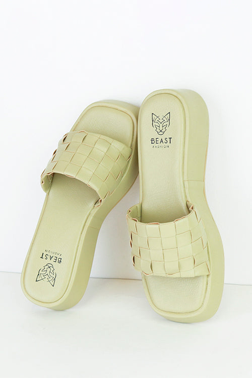 Platform Woven Slide Sandals CAMILA-01