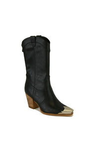 Western Metal-Toe Block Heel Ankle Boots – DAKOTA-05
