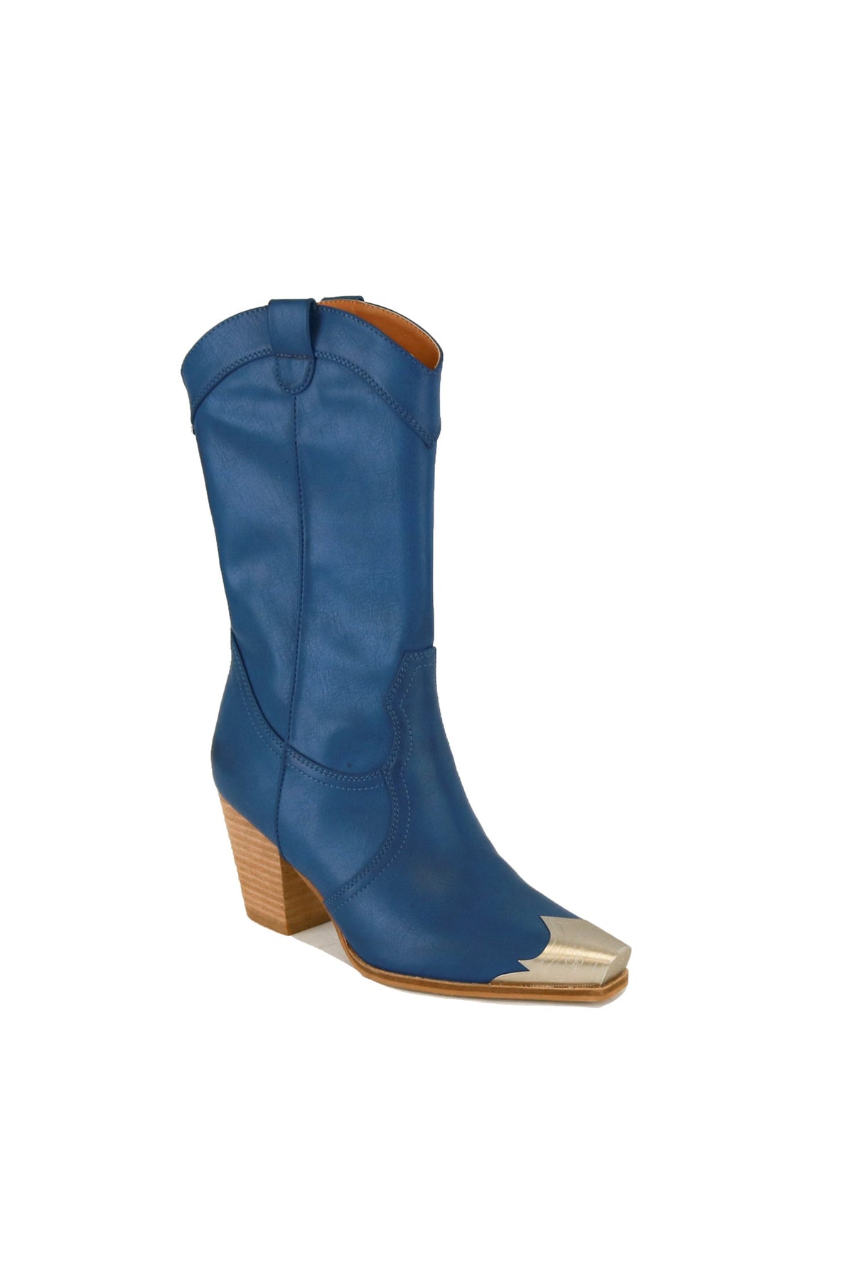 Western Metal-Toe Block Heel Ankle Boots – DAKOTA-05