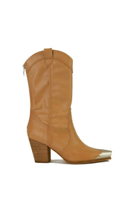 Western Metal-Toe Block Heel Ankle Boots – DAKOTA-05