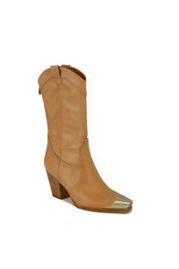 Western Metal-Toe Block Heel Ankle Boots – DAKOTA-05