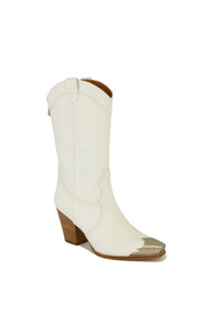 Western Metal-Toe Block Heel Ankle Boots – DAKOTA-05