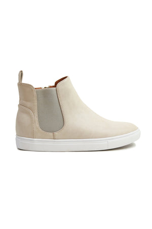 Casual Slip-On Sneakers GRANT-32 by Beast Fashion showcasing a chic beige color with elastic side panels, ideal for casual outfits. Sneakers designed for a comfortable fit.
