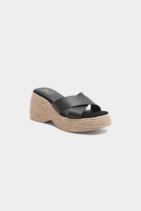Chic beige espadrille platform sandals JADIA-01 by Beast Fashion. These comfortable summer sandals combine flatform design with beautiful woven detailing, ensuring they are a must-have for SPRING and SUMMER styles.