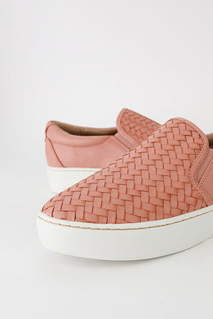 Stylish LUKE-03 slip-on platform sneakers by Beast Fashion in blush with woven detail, perfect for casual wear. Sneakers.