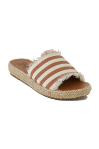 Fashionable striped espadrille slides MELANIE-01 by Beast Fashion, featuring a trendy design that is perfect for a day out. These espadrille sandals are a stylish choice for summer adventures and relaxed vacations.