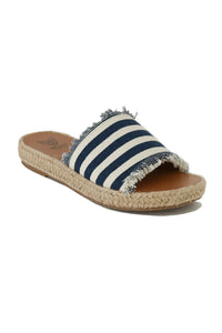 Chic striped espadrille slides MELANIE-01 by Beast Fashion, designed with comfort and style in mind. Perfect for summer outings, these espadrille sandals bring a fashionable touch to any vacation look.