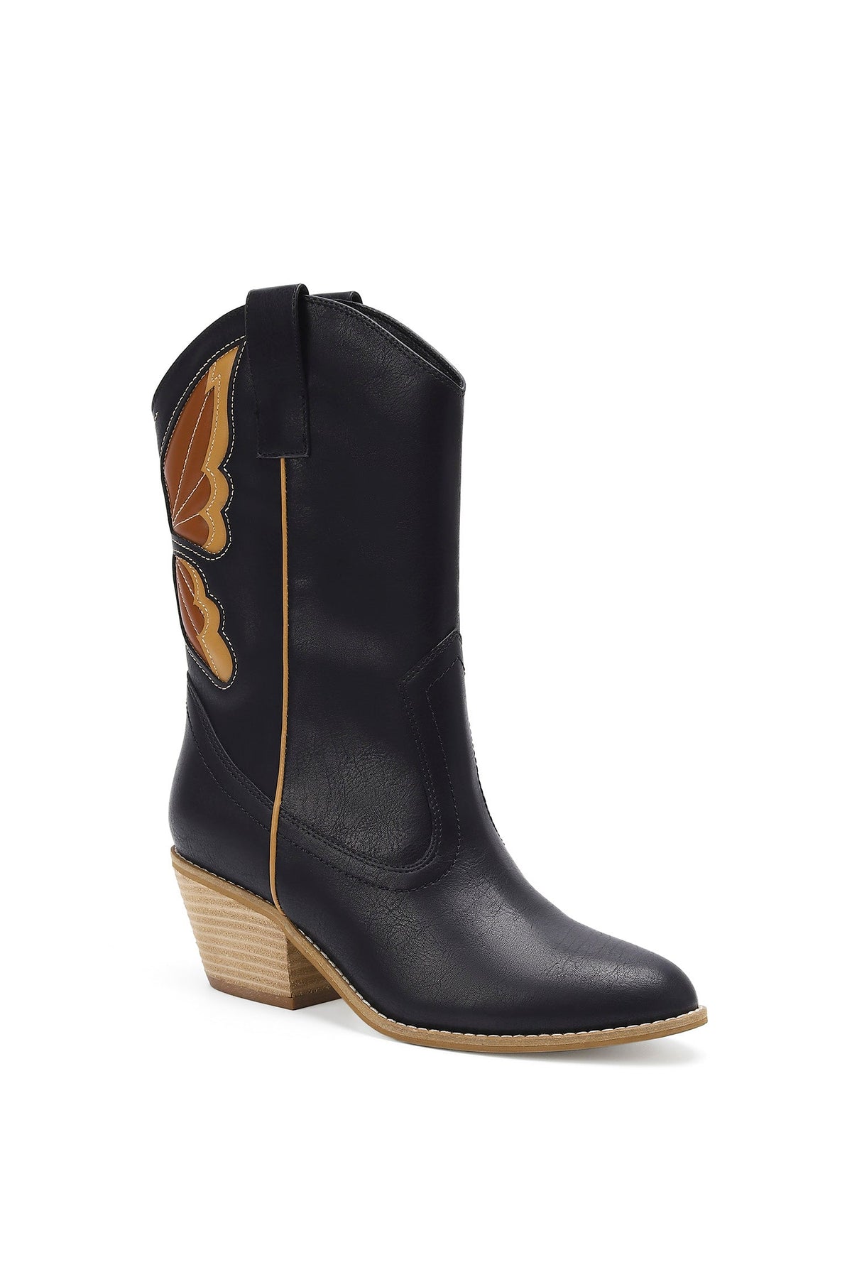 Butterfly Western Block Heel Ankle Boots – SUNNY-49