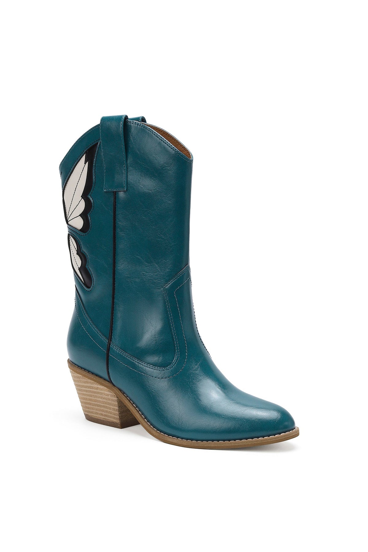 Butterfly Western Block Heel Ankle Boots – SUNNY-49