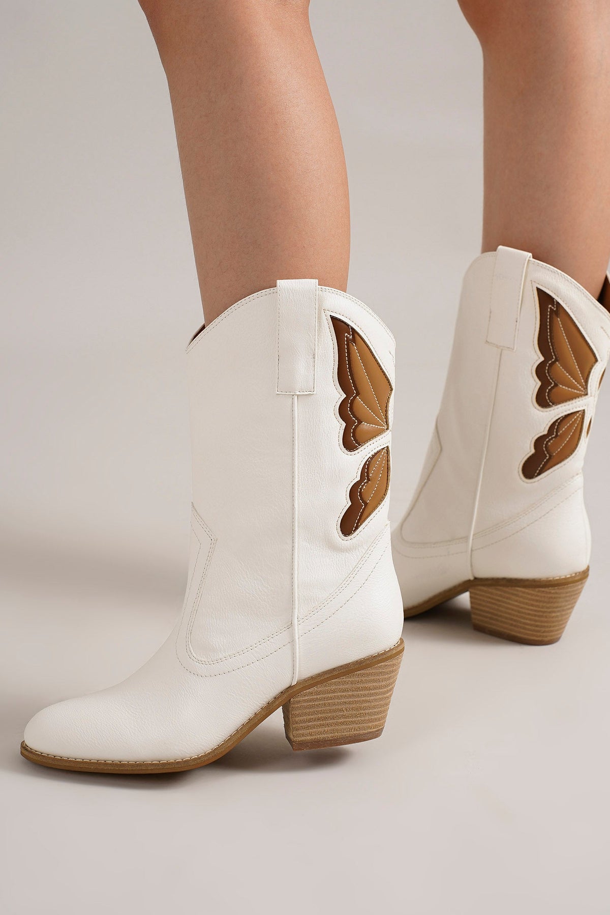 Butterfly Western Block Heel Ankle Boots – SUNNY-49