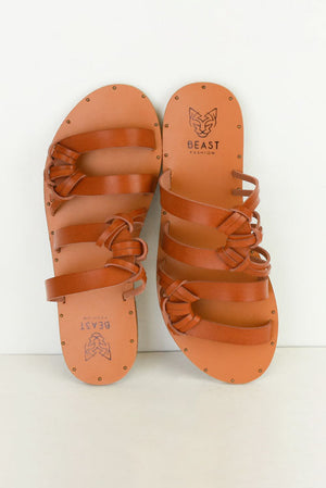 Beast Fashion TRAVIS-17 platform espadrille sandals in brown, showcasing stylish flat sandals perfect for summer vacations. These comfortable slide sandals are ideal for casual outings.