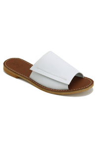 VARINA-01 Minimalist Slip-On Flat Sandals with Soft Faux Leather Insole – Comfortable Casual Open-Toe Slides