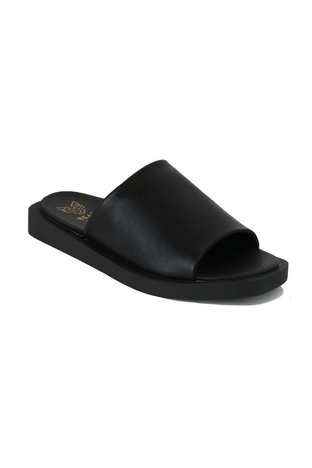 VICENTE-05 Slip-On Platform Sandals by Beast Fashion, showcasing the chic and sleek black design. Perfect for casual outings and summer wear, these slip-on platform sandals promise all-day comfort and style. Great for vacations or lounging.